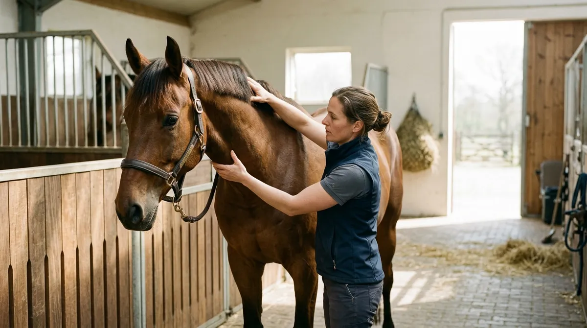Ostéopathe animalier auprès d’un cheval